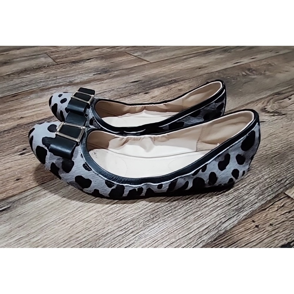 Cole Haan Womens Leopard Calf Hair Patent Leather Wedge Shoes 9.5 B Cheetah Gray - Picture 12 of 13